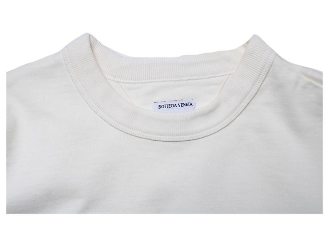 Bottega Veneta, cremefarbener Baumwollpullover mit Rundhalsausschnitt Weiß - Ansicht 9