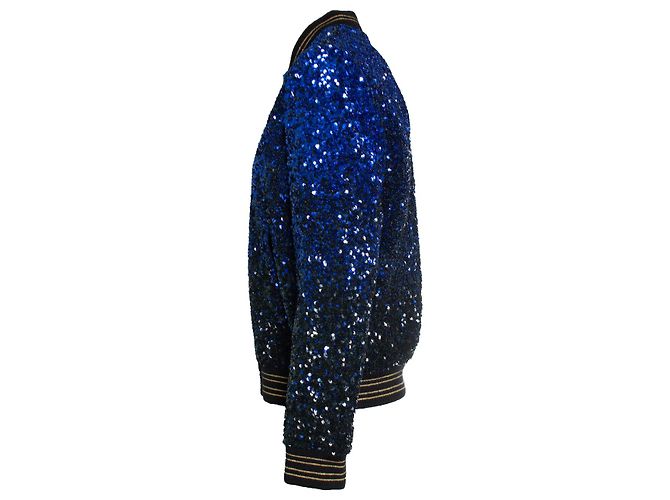 Saint Laurent, Degrade sequinned wool bomber jacket Multiple colors - view 4