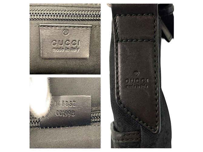 Borsa a Spalla in Tela GG e Pelle Gucci Nero - vista 3