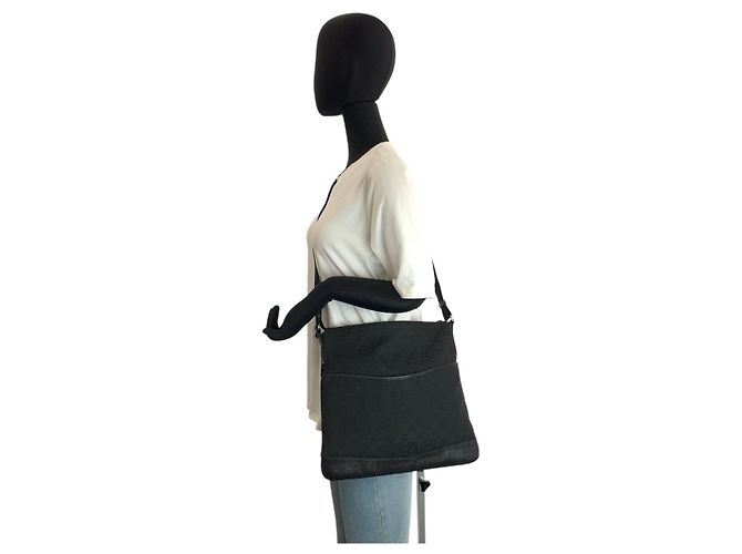 Borsa a Spalla in Tela GG e Pelle Gucci Nero - vista 6