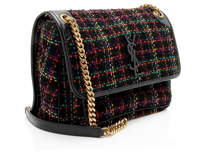 Borsa a Spalla Media Niki in Tweed Saint Laurent Nero - vista 2