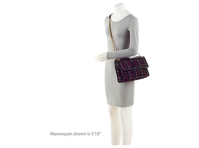 Borsa a Spalla Media Niki in Tweed Saint Laurent Nero - vista 5