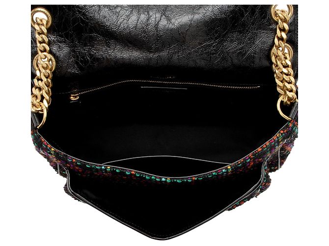 Borsa a Spalla Media Niki in Tweed Saint Laurent Nero - vista 7