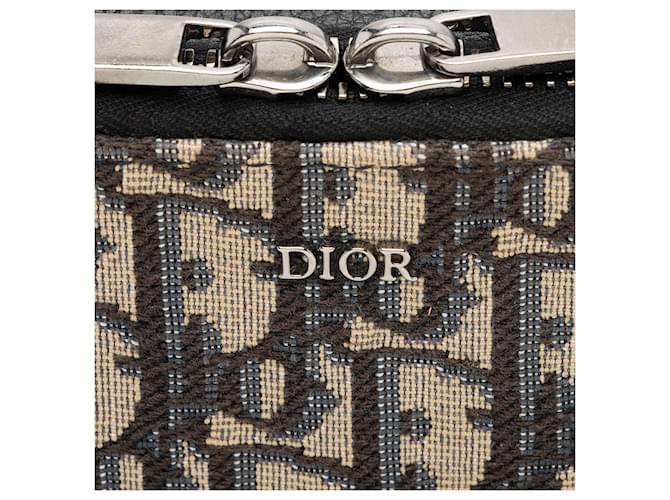 Pochette con doppia zip Dior Oblique Blu - vista 10