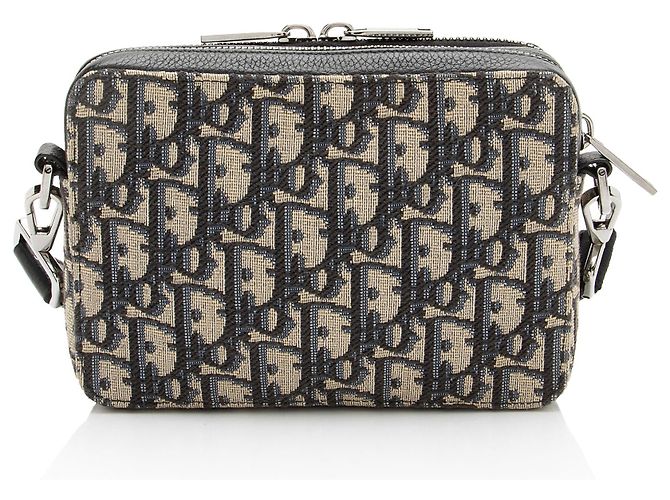 Pochette con doppia zip Dior Oblique Blu - vista 3