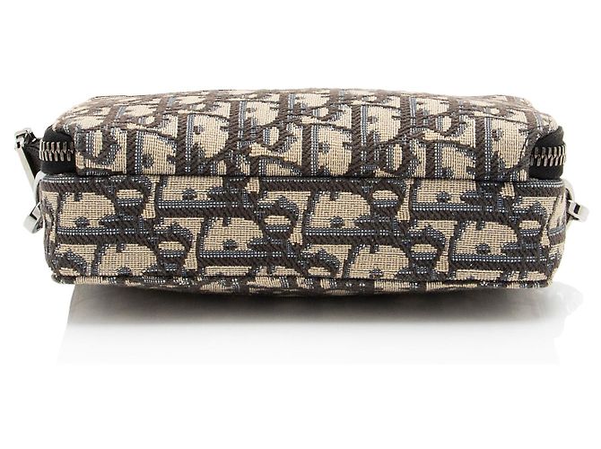 Pochette con doppia zip Dior Oblique Blu - vista 4