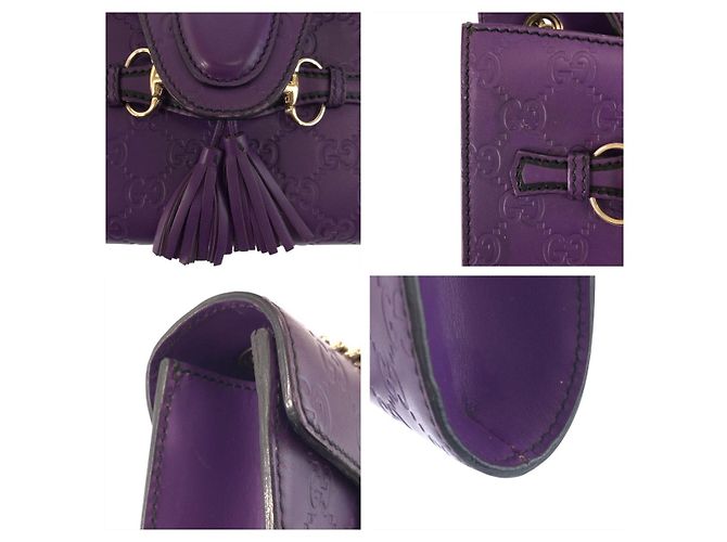 Gucci Leder Schultertasche Horsebit Emily Lila - Ansicht 5