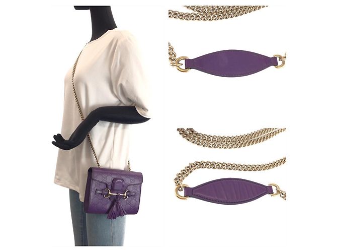 Gucci Leder Schultertasche Horsebit Emily Lila - Ansicht 7