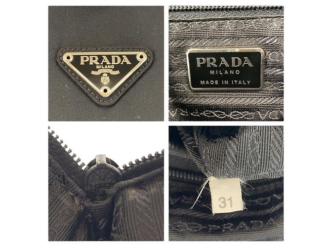 Borsa a mano in nylon e pelle con logo Tessuto di Prada Nero - vista 3