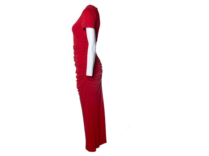 Carolina Herrera, Vestido maxi drapeado en rojo Roja - vista 2