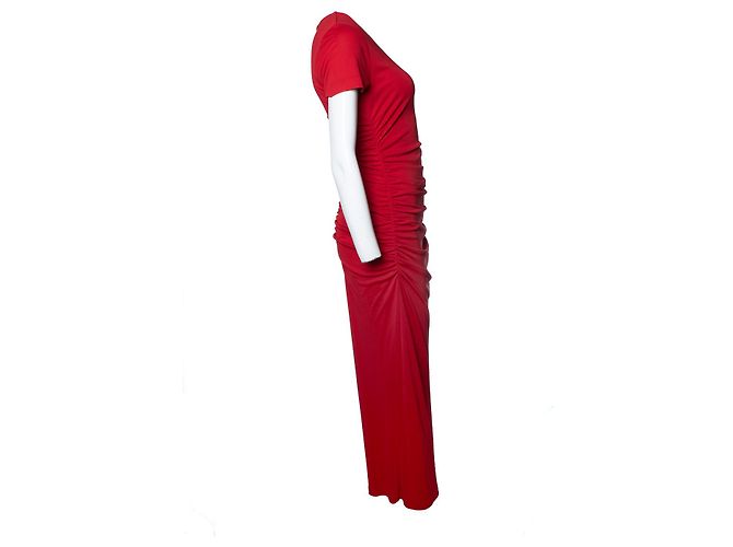 Carolina Herrera, Vestido maxi drapeado en rojo Roja - vista 4