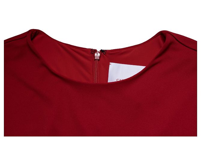 Carolina Herrera, Vestido maxi drapeado en rojo Roja - vista 9