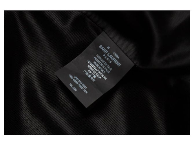 Giacca in pelle di agnello con paillettes nera di Saint Laurent - vista 7
