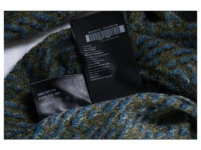 Prada, suéter azul e verde com decote em V Multicor - vista 5