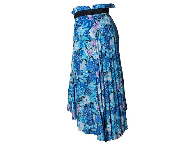 Falda midi plisada con estampado floral de Balenciaga Azul - vista 2