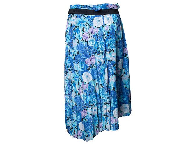 Falda midi plisada con estampado floral de Balenciaga Azul - vista 3