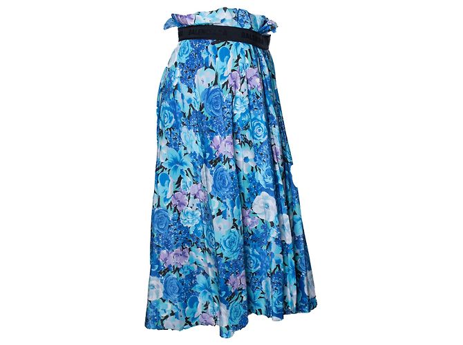 Falda midi plisada con estampado floral de Balenciaga Azul - vista 4