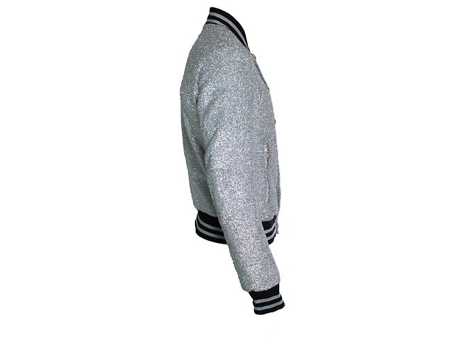 Balmain, Bomber argento con lurex Metallico - vista 4