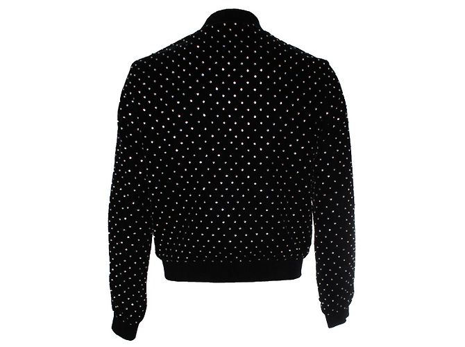 Saint Laurent, Bomber in velluto con strass Nero - vista 2