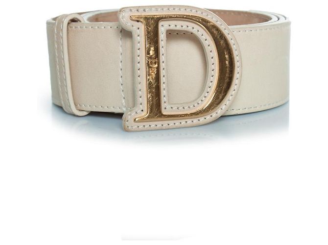 Christian Dior Dior, cinto D com fivela dourada em couro bege Marrom - vista 2