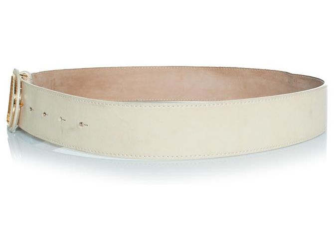Christian Dior Dior, cinto D com fivela dourada em couro bege Marrom - vista 5