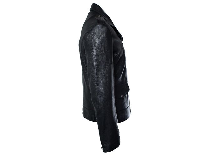 Chaqueta de biker de cuero negro con textura Philipp Plein - vista 4
