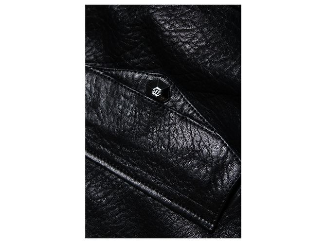 Chaqueta de biker de cuero negro con textura Philipp Plein - vista 7