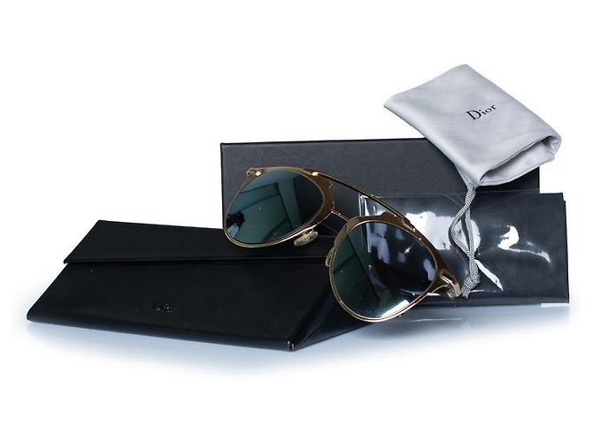 Christian Dior Occhiali da sole aviator riflettenti Dior in oro D'oro Metallico - vista 4
