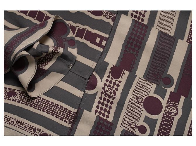 Hermès Vestido midi de seda con volantes y estampado de cinturón Hermes Multicolor - vista 7