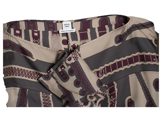 Hermès Vestido midi de seda con volantes y estampado de cinturón Hermes Multicolor - vista 8