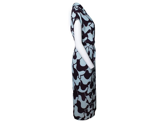 Abito maxi azzurro chiaro e marrone di Dries van Noten Multicolore - vista 4