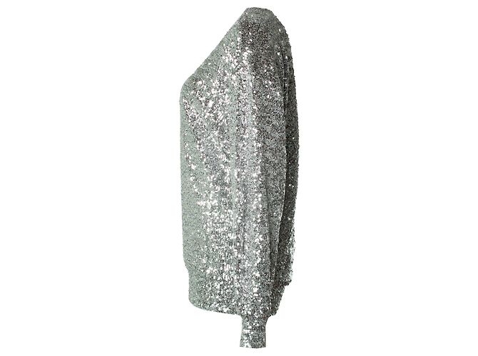 Isabel Marant, Top a maniche lunghe con paillettes Argento Metallico - vista 2