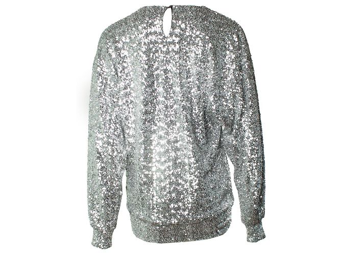 Isabel Marant, Top a maniche lunghe con paillettes Argento Metallico - vista 3