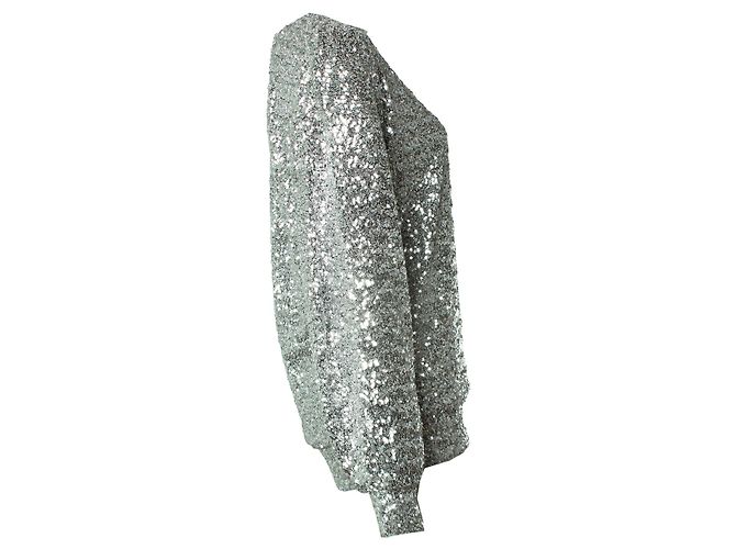 Isabel Marant, Top a maniche lunghe con paillettes Argento Metallico - vista 4