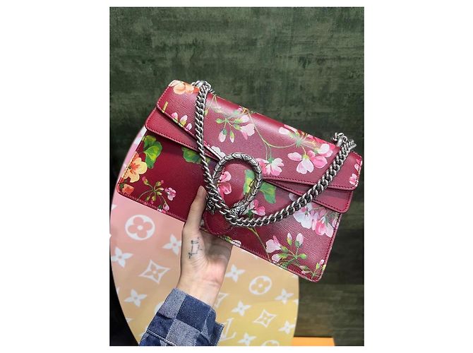 Borsa a tracolla Gucci Red Floral Baroque Collection rossa con catena Rosso - vista 2