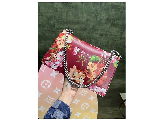 Borsa a tracolla Gucci Red Floral Baroque Collection rossa con catena Rosso - vista 3