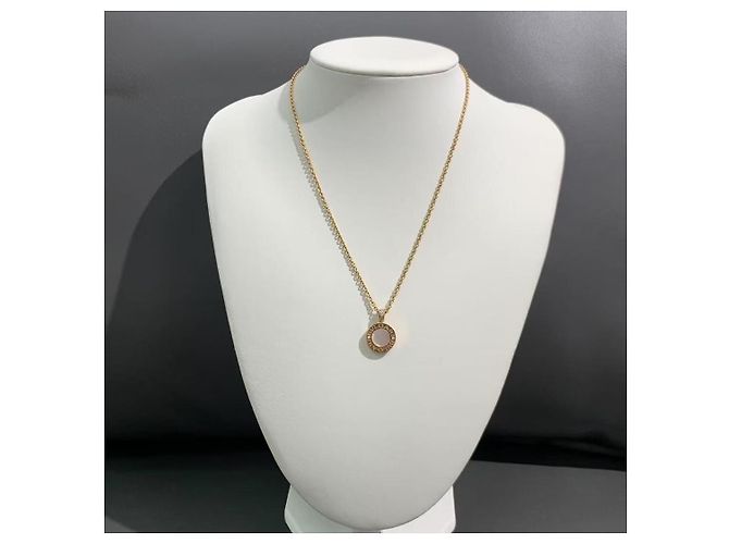 Collana Bulgari pendente rotondo madreperla nera e diamanti oro rosa D'oro - vista 2