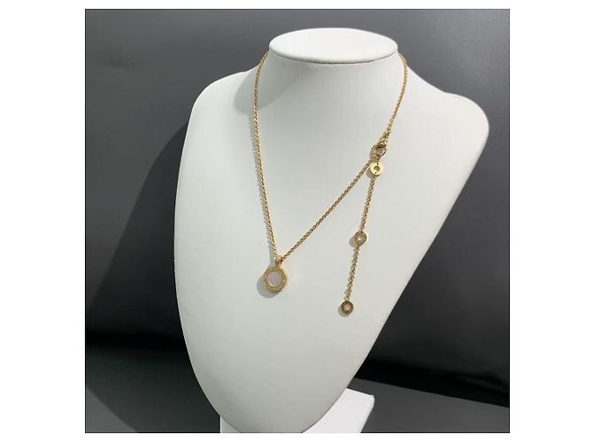 Collana Bulgari pendente rotondo madreperla nera e diamanti oro rosa D'oro - vista 3