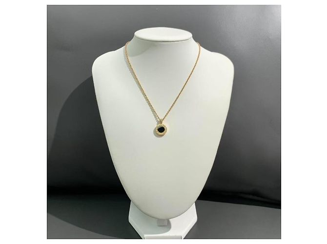 Collana Bulgari pendente rotondo madreperla nera e diamanti oro rosa D'oro - vista 4
