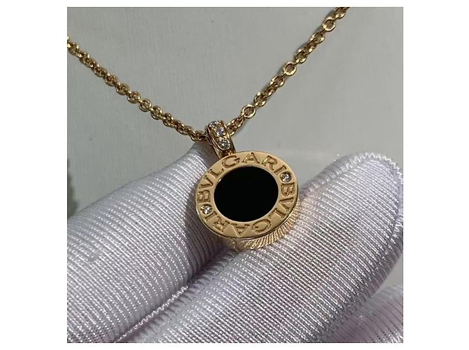 Collana Bulgari pendente rotondo madreperla nera e diamanti oro rosa D'oro - vista 5