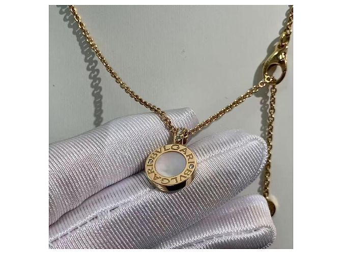 Collana Bulgari pendente rotondo madreperla nera e diamanti oro rosa D'oro - vista 6