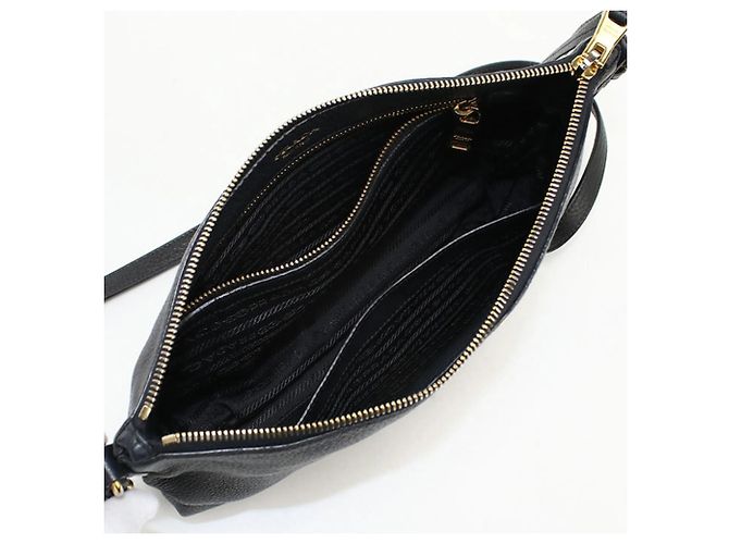 Borsa a tracolla in pelle nera Prada Nero - vista 3