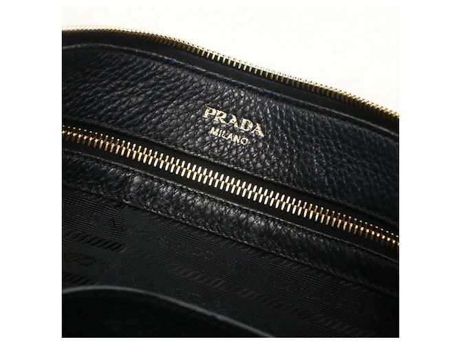 Borsa a tracolla in pelle nera Prada Nero - vista 7