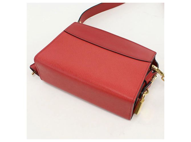 Saffiano Borsa a spalla in pelle rossa Prada Rosso - vista 2