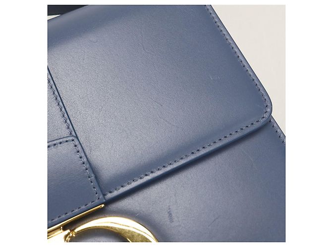 Borsa a spalla in pelle blu Christian Dior - vista 6
