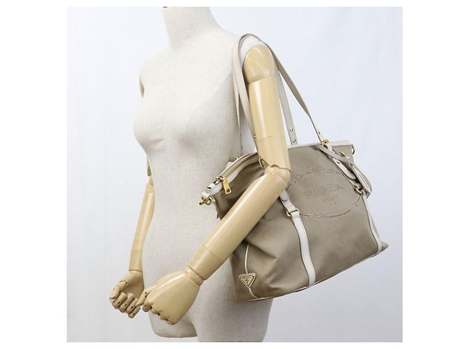 Beige Canvas Tote Bag von Prada - Ansicht 10