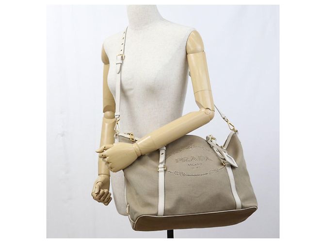 Beige Canvas Tote Bag von Prada - Ansicht 11