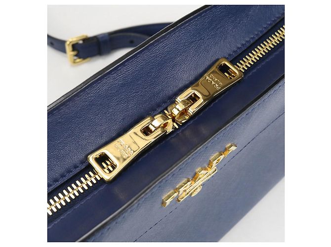 Borsa a tracolla in pelle Saffiano Prada Blu navy - vista 5