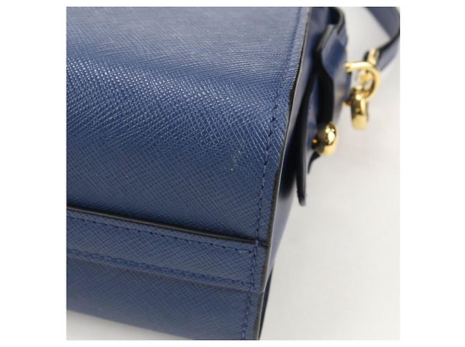 Borsa a tracolla in pelle Saffiano Prada Blu navy - vista 8
