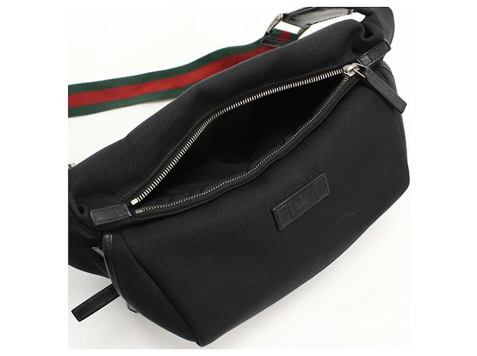 Borsa a spalla e a tracolla in tela nera GUCCI Nero - vista 4